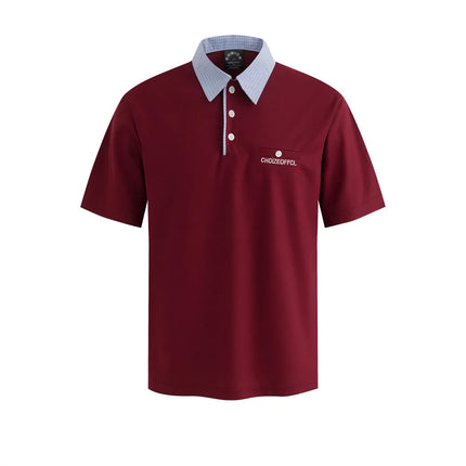 Patchwork Letter-Embroidery Polo – Retro High-Street Short-Sleeve Men’s Tee