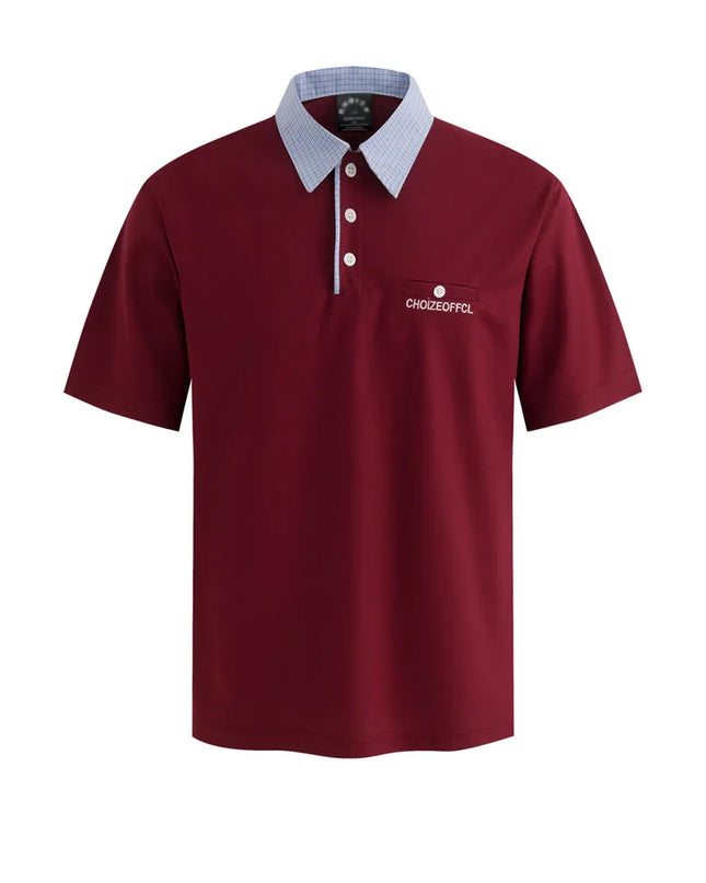 Patchwork Letter-Embroidery Polo – Retro High-Street Short-Sleeve Men’s Tee