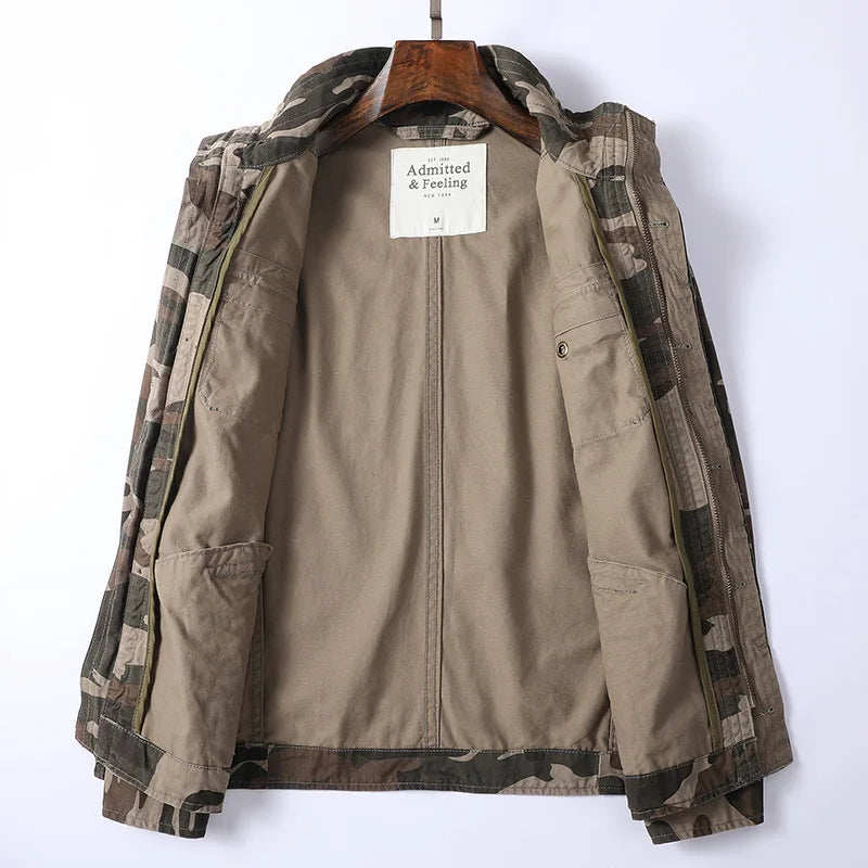 Denim Retro Cargo Jacket for Men-HighTouch