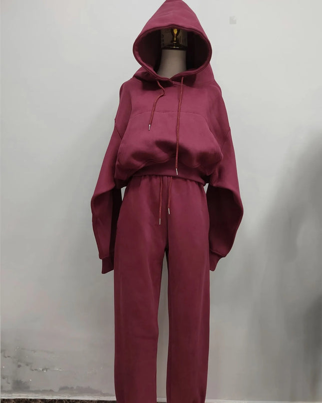 Women’s Fleece Tracksuit Set – Soft Hoodie & Jogger Pants for Cozy Style