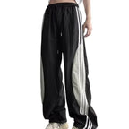 Quick-Dry Color-Block Straight Pants – Men’s 3-Stripe Loose-Fit Summer Trousers-HighTouch