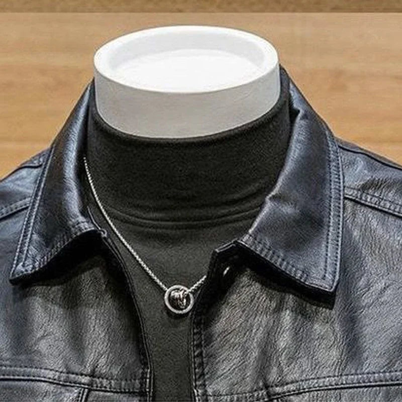 Korean-Style Slim PU Motorcycle Jacket for Men