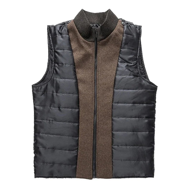 Slim Adjustable Vest Par­ka Men – Windproof Woolen Business Casual Coat