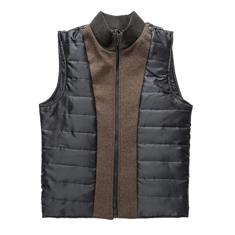 Slim Adjustable Vest Par­ka Men – Windproof Woolen Business Casual Coat-HighTouch