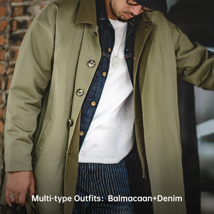 Men’s Mid-Length Windbreaker Coat – Casual Autumn/Winter Jacket-HighTouch