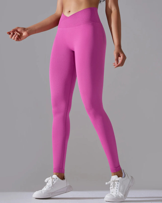 Women’s Seamless High-Waisted Cross-Over Scrunch-Butt Leggings – Lift & Shape