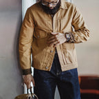 Vintage Canvas Rancher Jacket Men – Heavyweight Khaki Utility Coat-HighTouch
