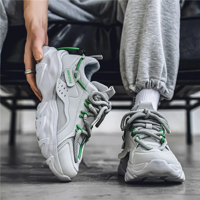Scarpe da ginnastica maschili traspiranti con suola spessa per uso quotidiano