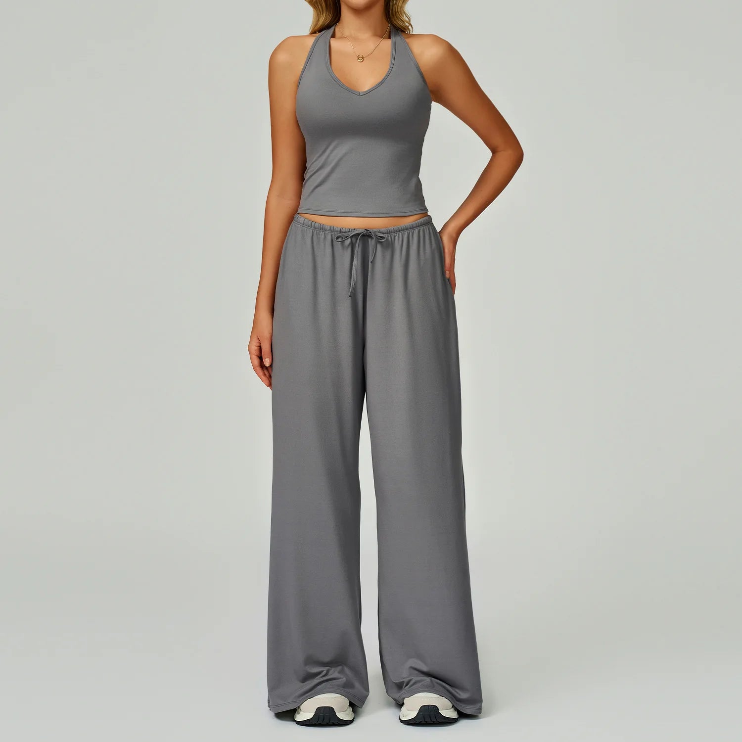 Women’s Hollow-Back Tank & High-Waist Drawstring Pants