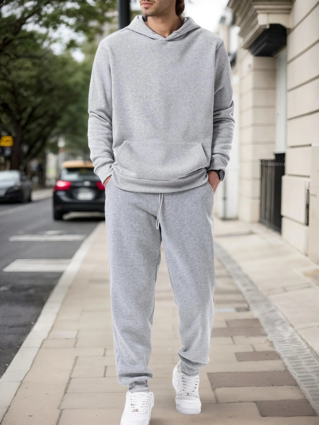 Men's Autumn and Winter Solid Color  Pants Two-piece Set Casual Sportswear Men's Tracksuit