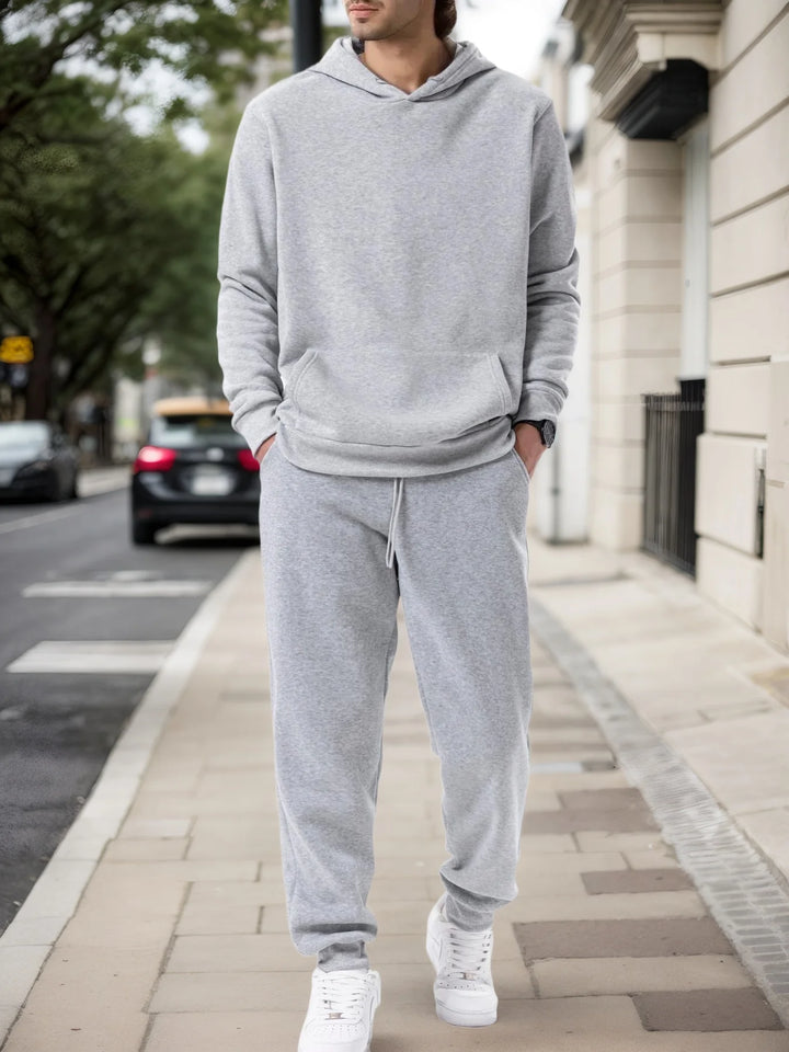 Men's Autumn and Winter Solid Color  Pants Two-piece Set Casual Sportswear Men's Tracksuit