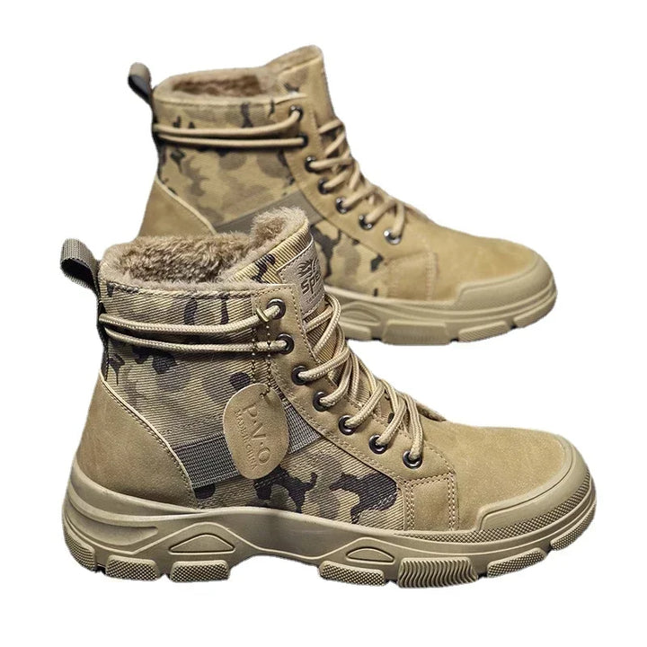 Men’s Camouflage Platform High-Top Boots-HighTouch