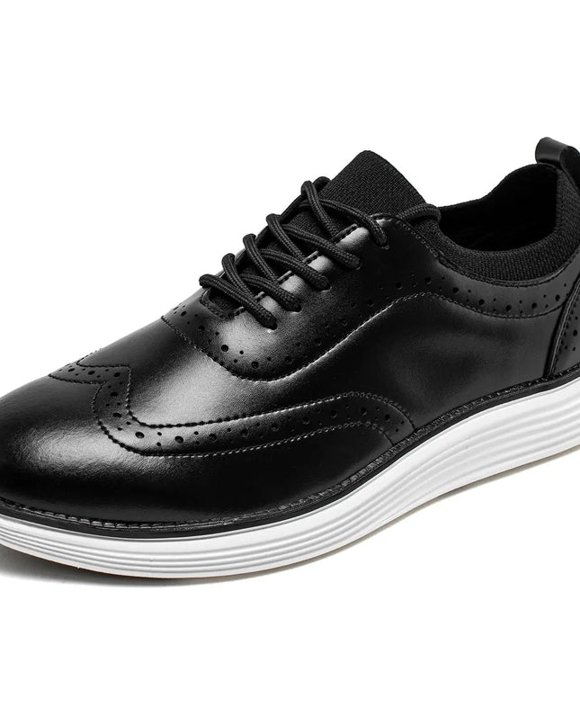 Men’s Busin Casual Leather Wingtip Sneakers