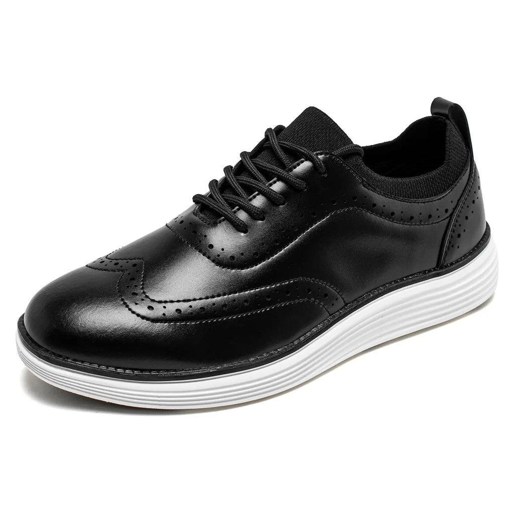 Men’s Busin Casual Leather Wingtip Sneakers