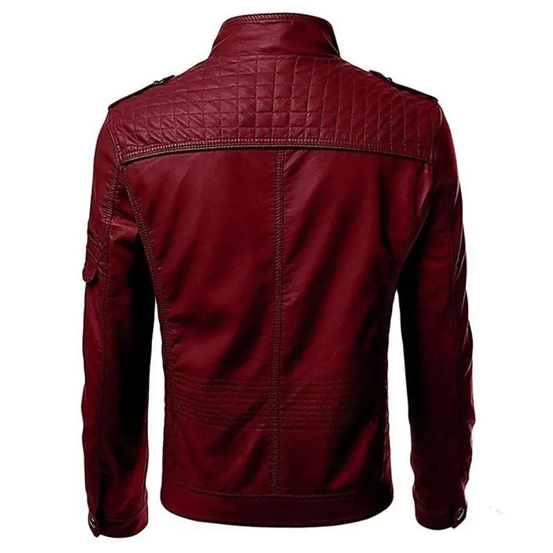 Men’s Faux Leather Motorcycle Jacket-HighTouch