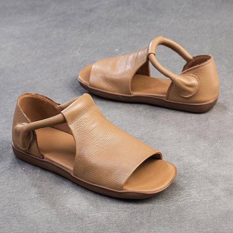Women’s Retro Fish-Mouth Flat Sandals Casual Summer Slip-On Shoes-HighTouch