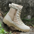 Men’s High-Top Breathable Leather & Mesh Tactical Combat Boots-HighTouch