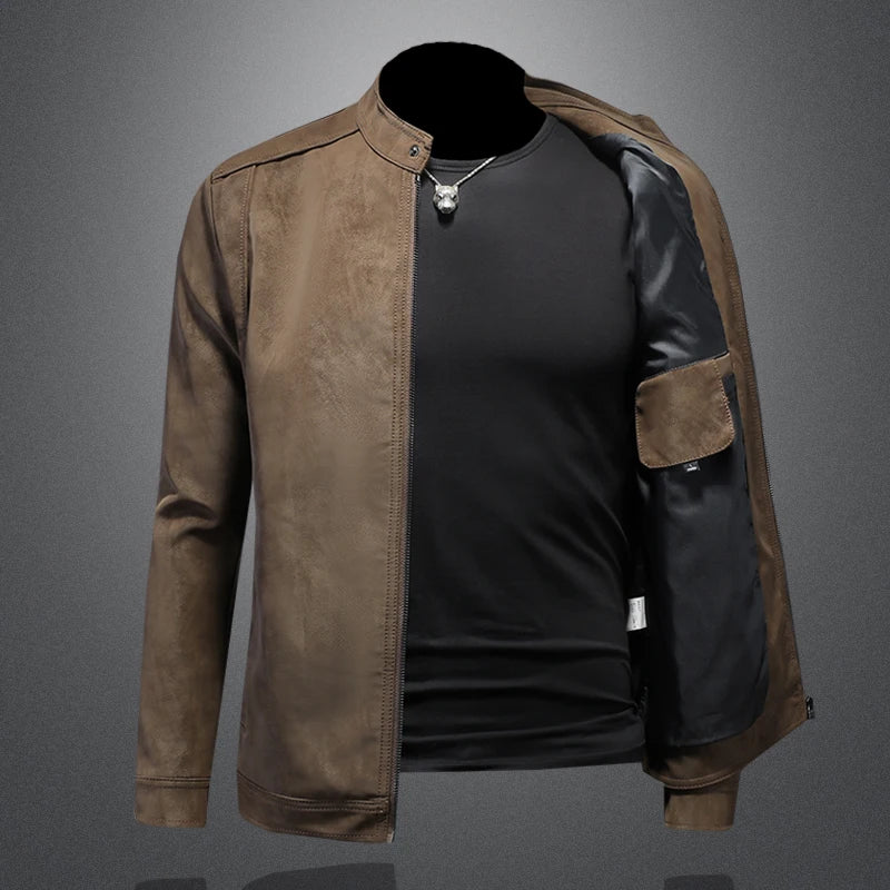 Genuine Leather Motorcycle Jacket For Men-HighTouch