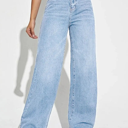 Mid Waist Loose Straight Jeans for Women