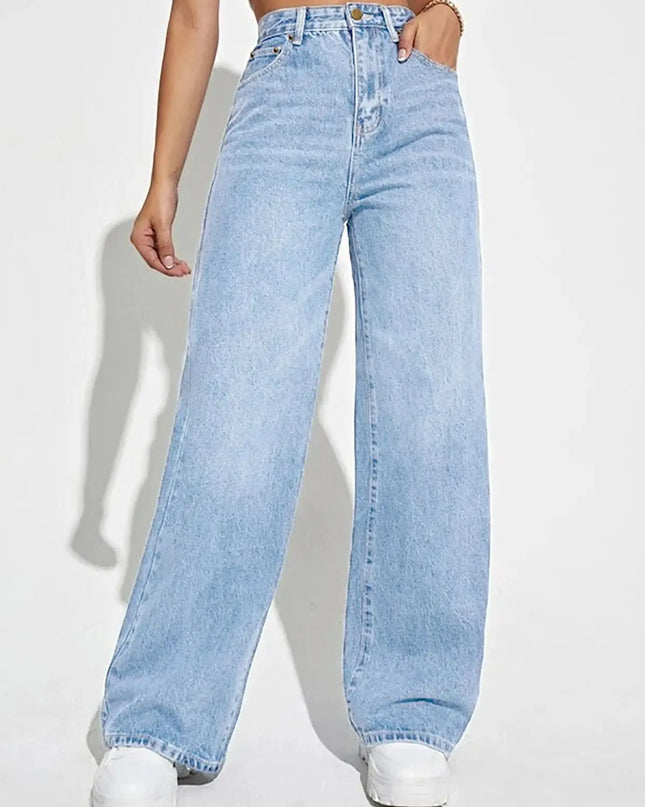 Mid Waist Loose Straight Jeans for Women