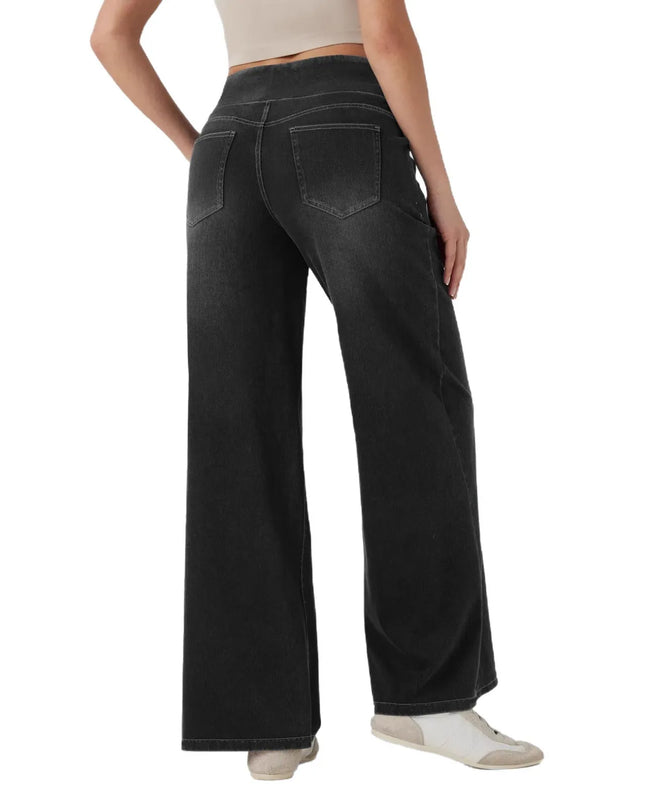 High-Waist Wide-Leg Zip Denim Jeans