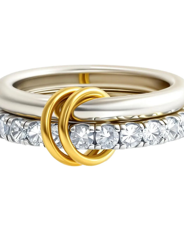 Two-Tone Hypoallergenic Copper Stackable Ring Set