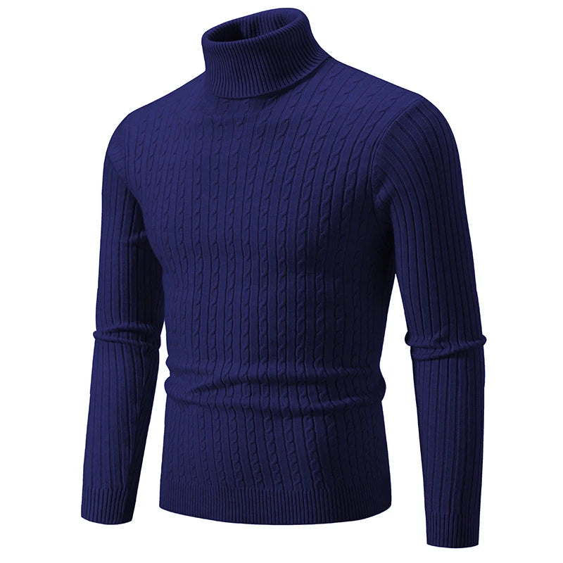 Men’s High-Neck Knitted Pullover Sweater