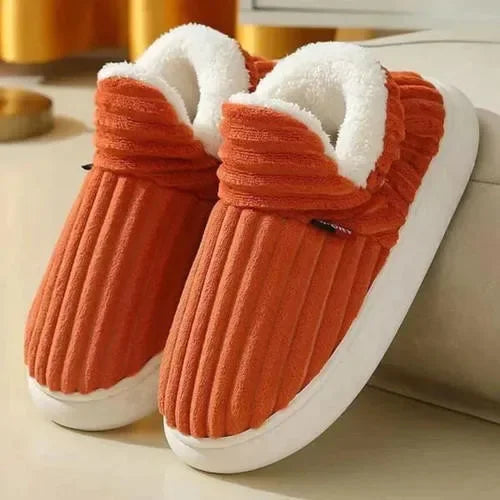 Plush Lined Indoor Slippers for Women – Non-Slip Sole, Winter Comfort