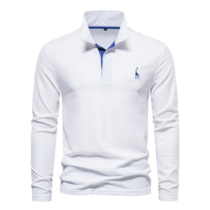 Men’s Deer-Embroidered Long Sleeve Polo