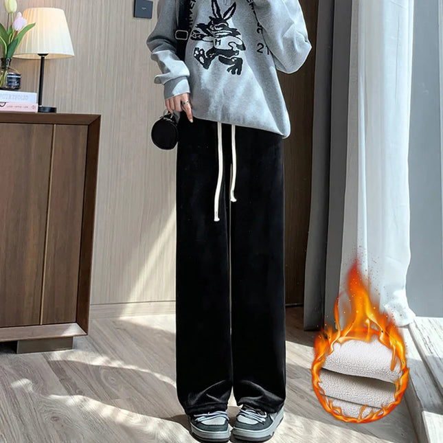 Women’s Fleece-Lined Wide-Leg Winter Trousers