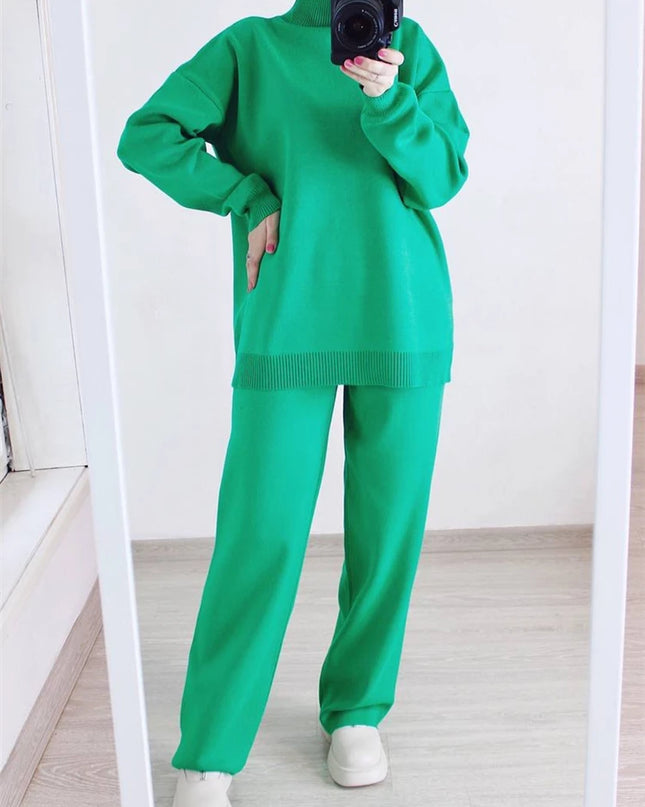Women’s Knit Turtleneck Tracksuit Set