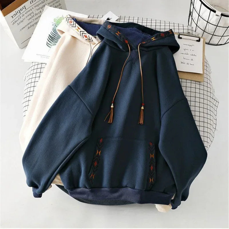 Fleece-Lined Oversized Cotton Hoodie – Cozy Lazy-Style  Trendy