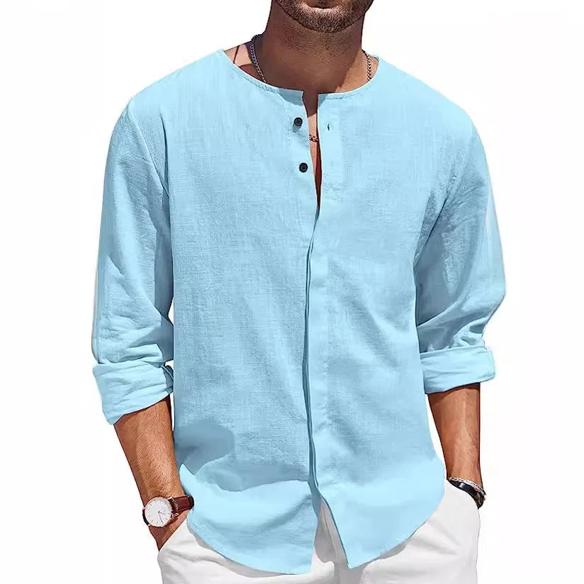 Jackson - Men's Button Front Linen Henley Summer Shirt