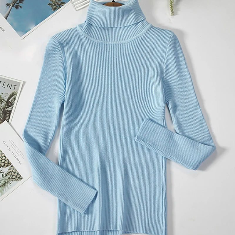 Women's Cashmere Turtleneck Sweater Soft Knit Autumn Winter Top-HighTouch