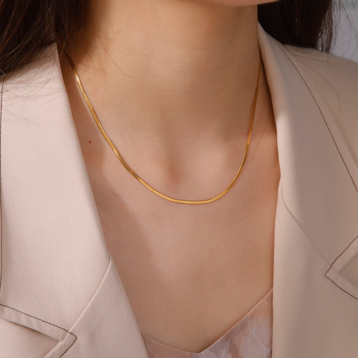 Gold Colour Stainless Steel Snake Chain Necklace-HighTouch