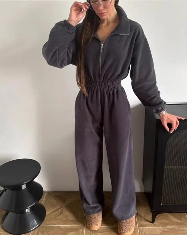 Women’s Hooded Zip Jumpsuit Set