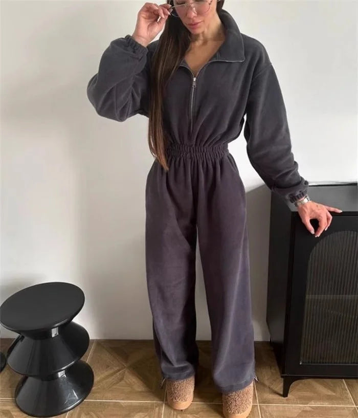 Women’s Hooded Zip Jumpsuit Set