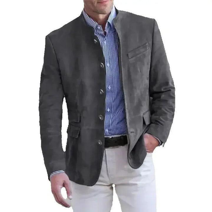 Solid Colour Slim Suit Jacket Men-HighTouch