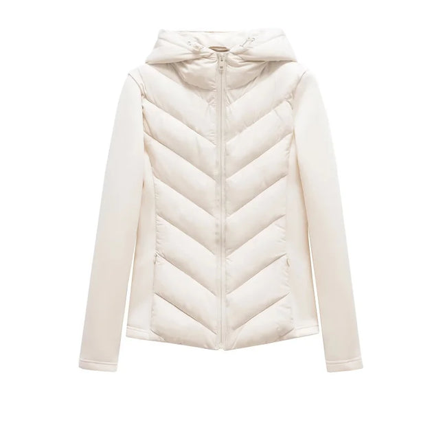 Women’s Elegant Patchwork Cotton Jacket with Standing Collar & Hood