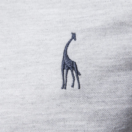 Men’s Deer-Embroidered Long Sleeve Polo