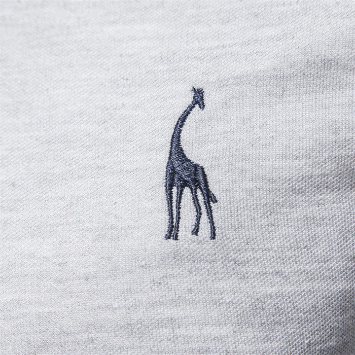 Men’s Deer-Embroidered Long Sleeve Polo-HighTouch