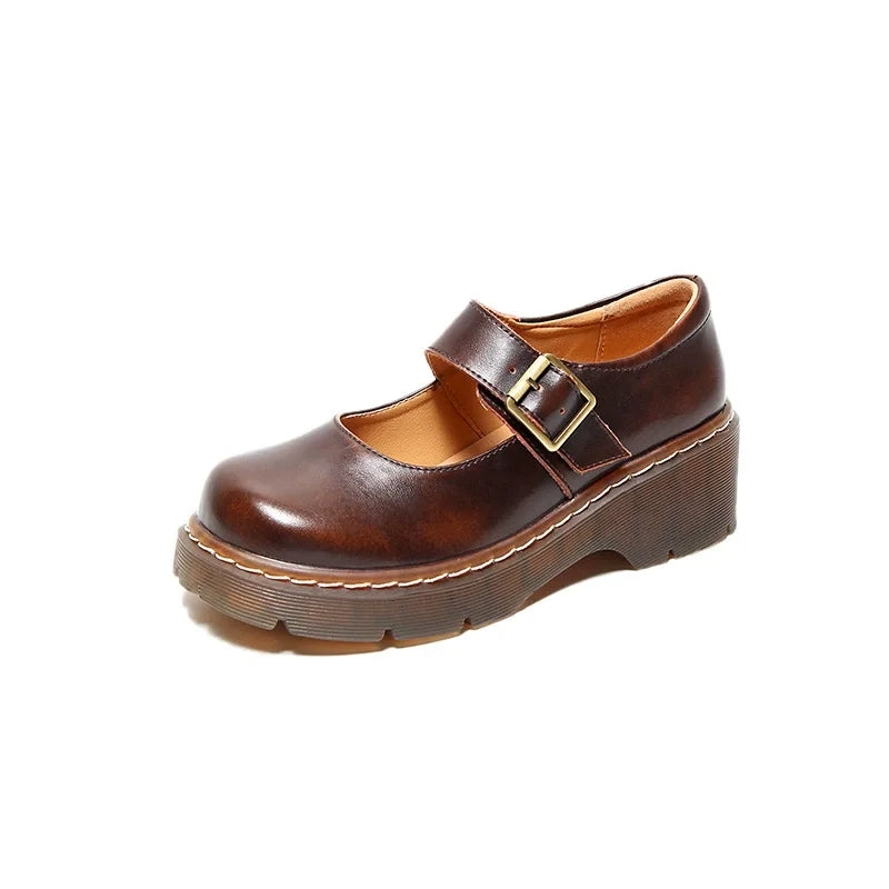 Vintage Buckle Mary Janes Women Loafers-HighTouch