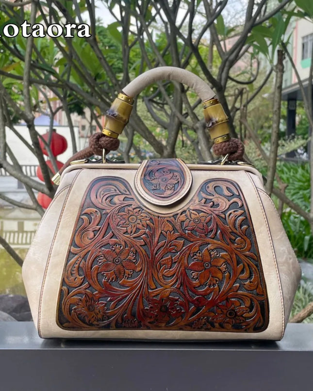 MOTAORA Luxury Handmade Women Shoulder Bag Vintage Carved Leather Women's Bag 2025 trend Ladies Designer Handbags Female Bags