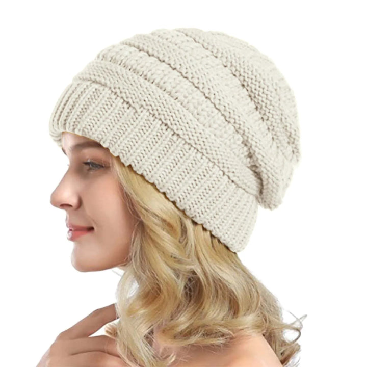 Chunky Wool Cuffed Knit Beanie-HighTouch