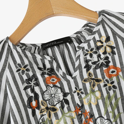 ZANZEA Summer Bohemain Holiday Vintage Floral Pinted Blouse for Women