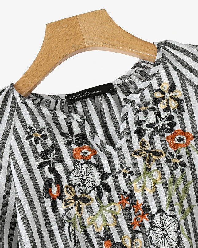ZANZEA Summer Bohemain Holiday Vintage Floral Pinted Blouse for Women