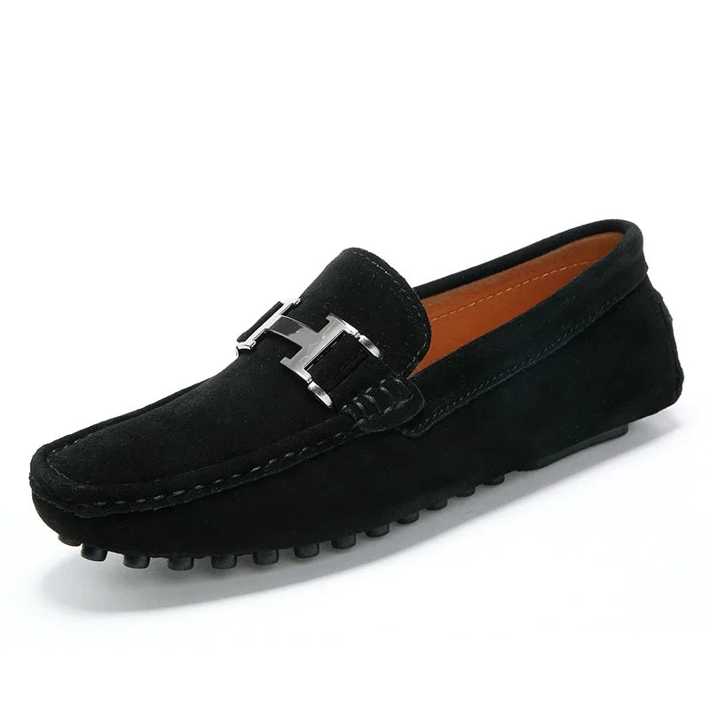 Classic Suede Leather Loafers – Men’s Breathable Soft Slip-On Shoes