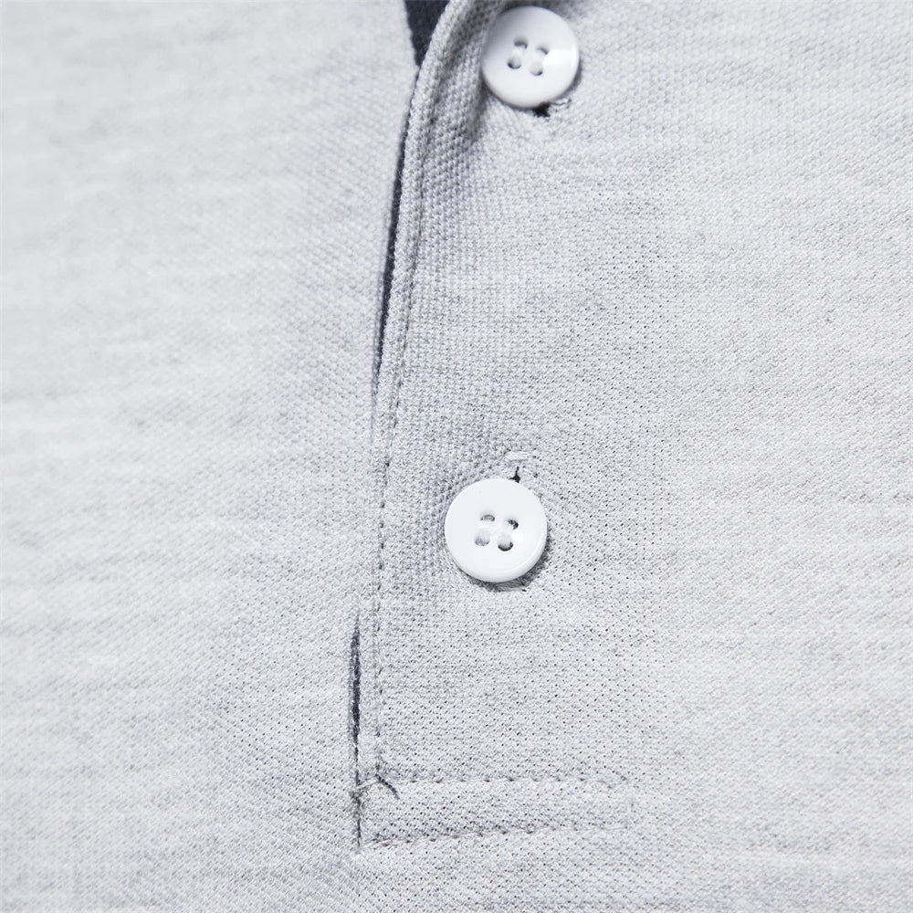 Men’s Deer-Embroidered Long Sleeve Polo-HighTouch