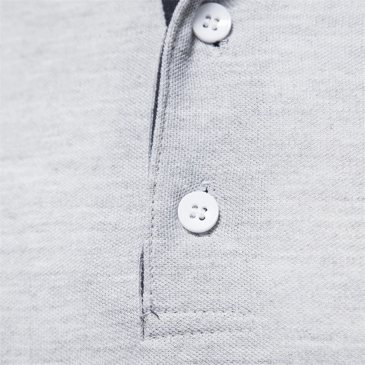 Men’s Deer-Embroidered Long Sleeve Polo-HighTouch