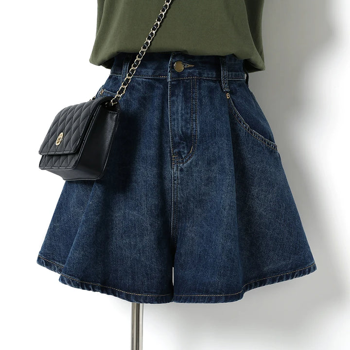 High Waist Denim Shorts Women – S-3XL Wide Leg Summer Fit-HighTouch